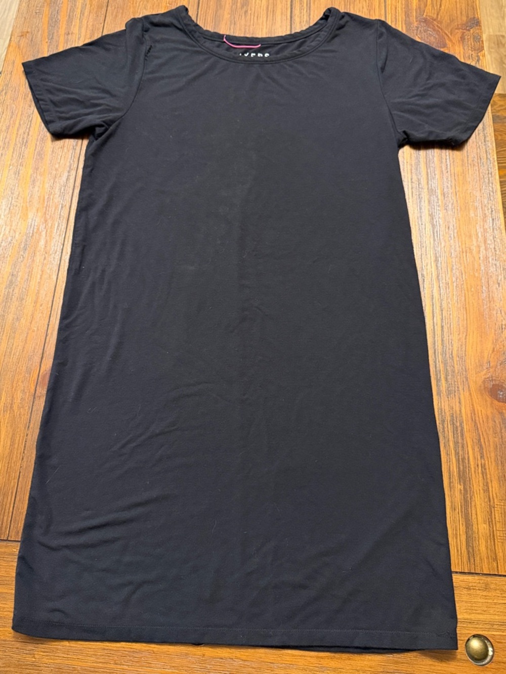 Hatch Black Short-Sleeve Scoop Neck Mini Dress Layers collection; women's large